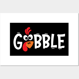 Gobble Gobble Thanksgiving Family Funny Fall Season Pumpkin Turkey Posters and Art